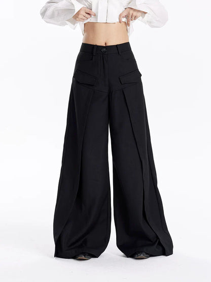 FLOWY BLACK WIDE-LEG PANTS