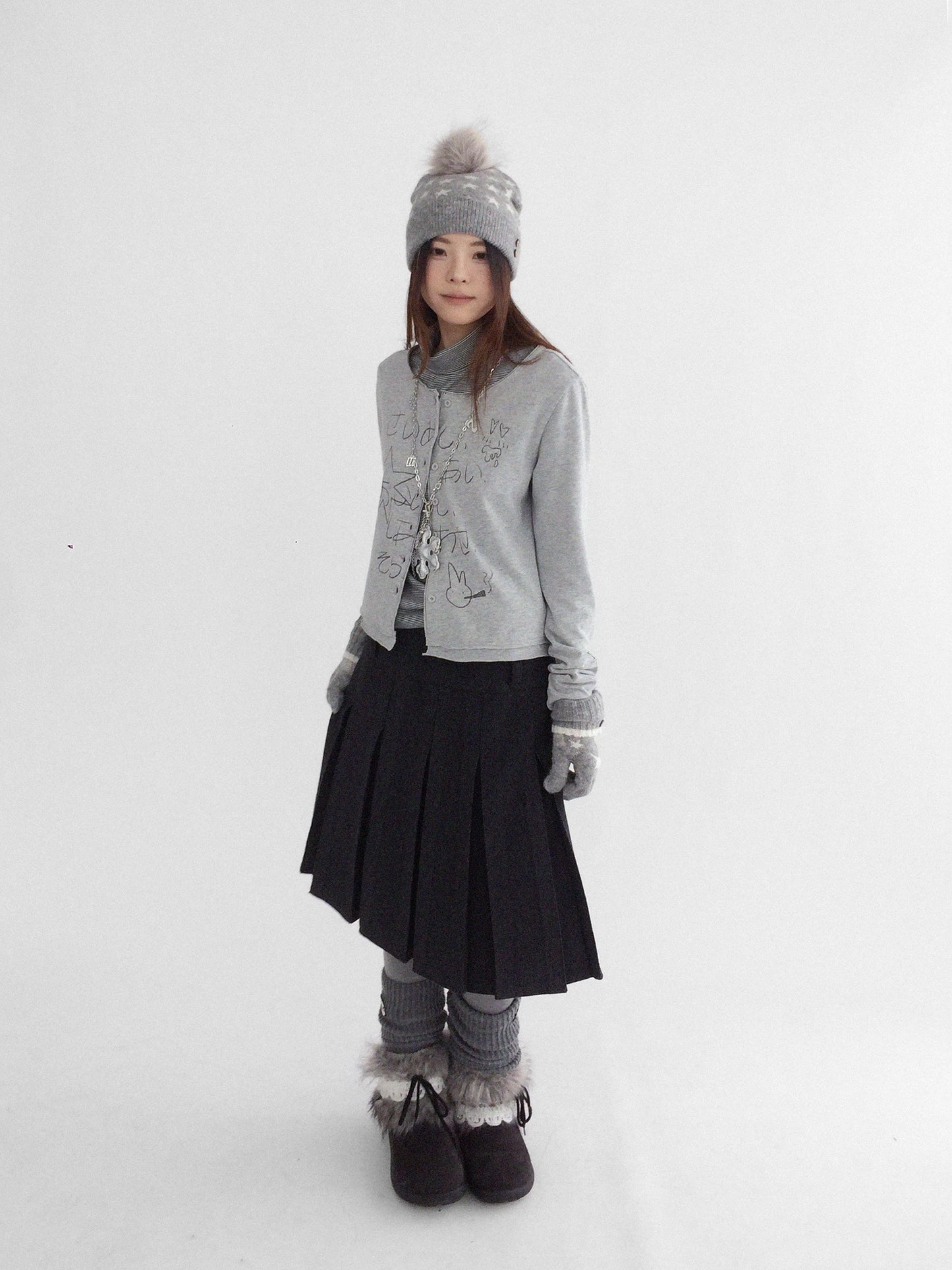 TWEED PLEATED BUSTIER SKIRT