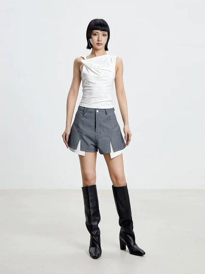 CHIC GRAY PATCHWORK SHORTS