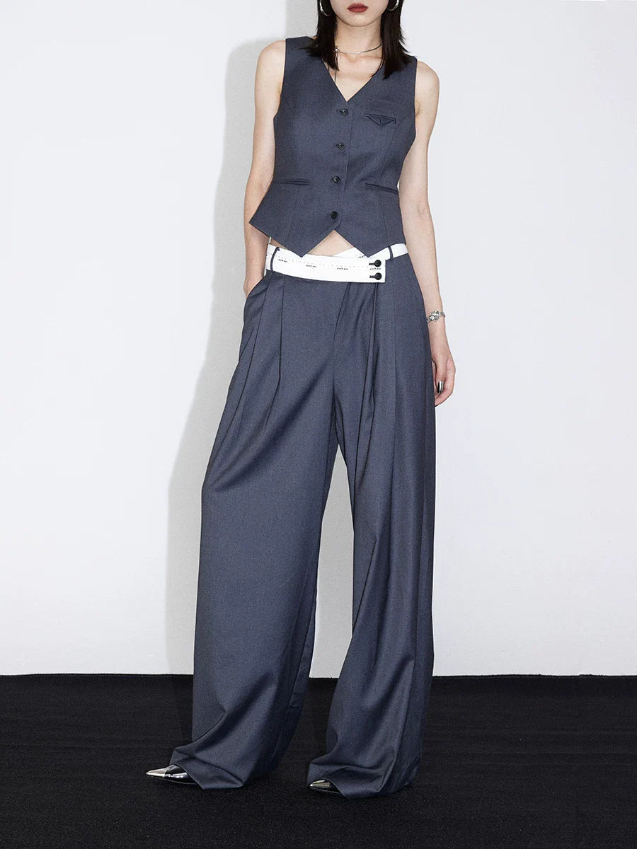 FLOWY PLEATED WIDE-LEG PANTS
