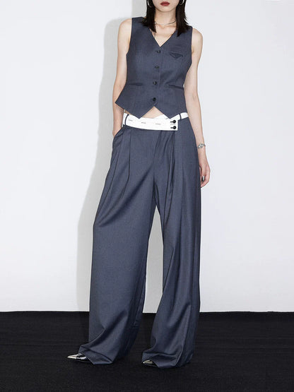 FLOWY PLEATED WIDE-LEG PANTS
