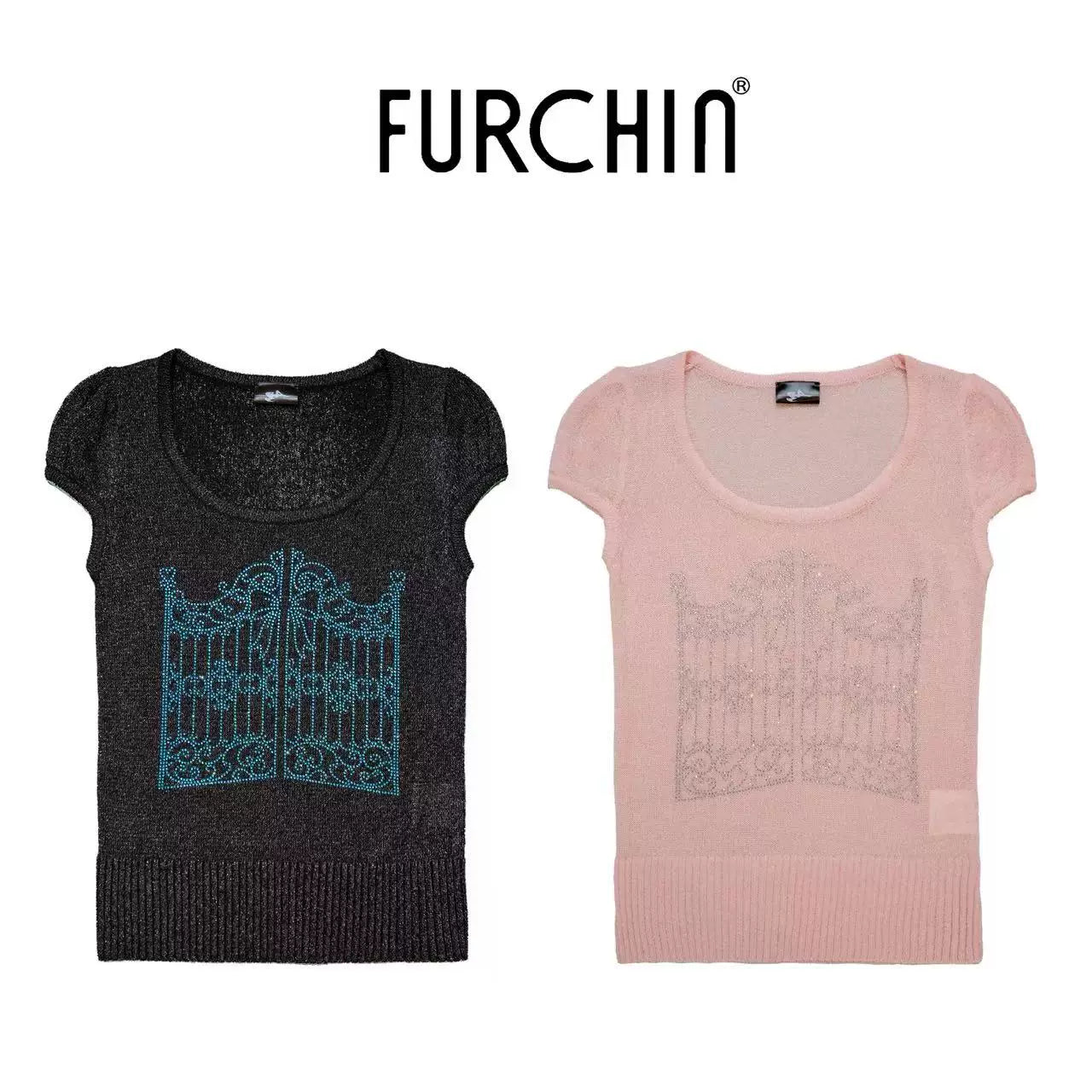 GLITTERING RHINESTONE KNIT TEE