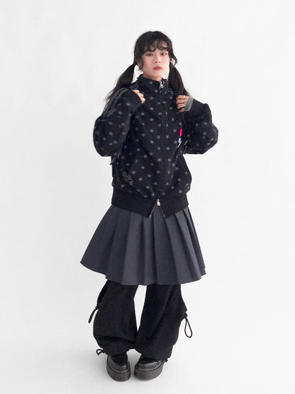 PLEATED MID-LENGTH PEPLUM SKIRT
