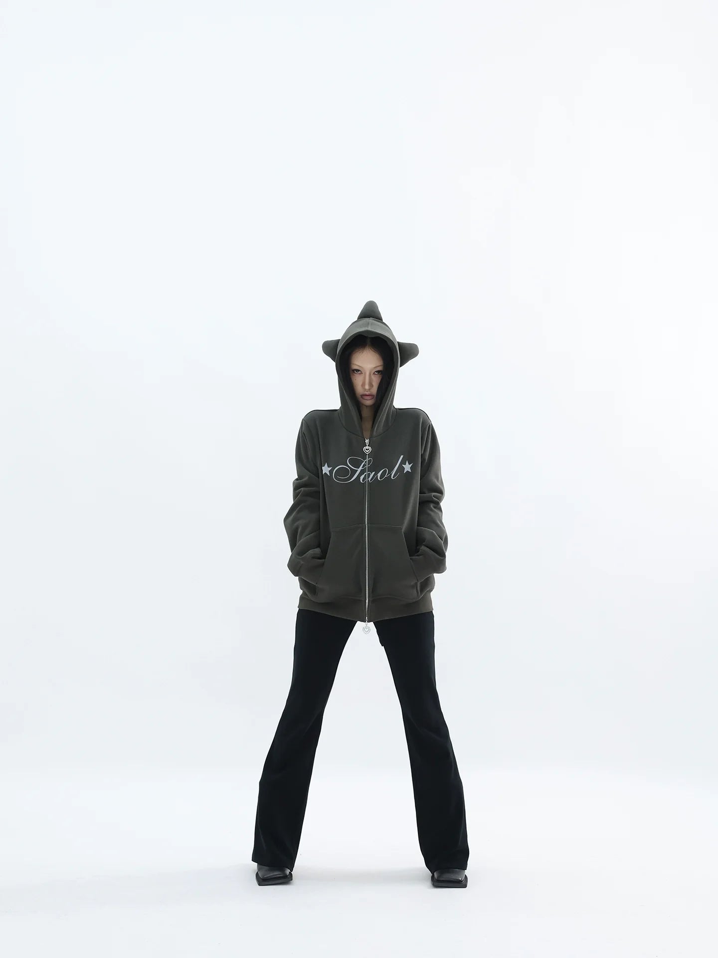 HORNED FLEECE HOODIE