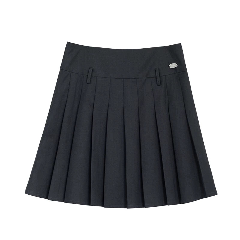 PLEATED MID-LENGTH PEPLUM SKIRT