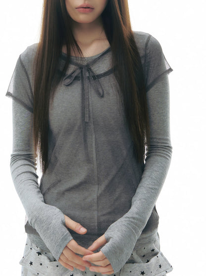 LAYERED POLKA DOT T-SHIRT SET