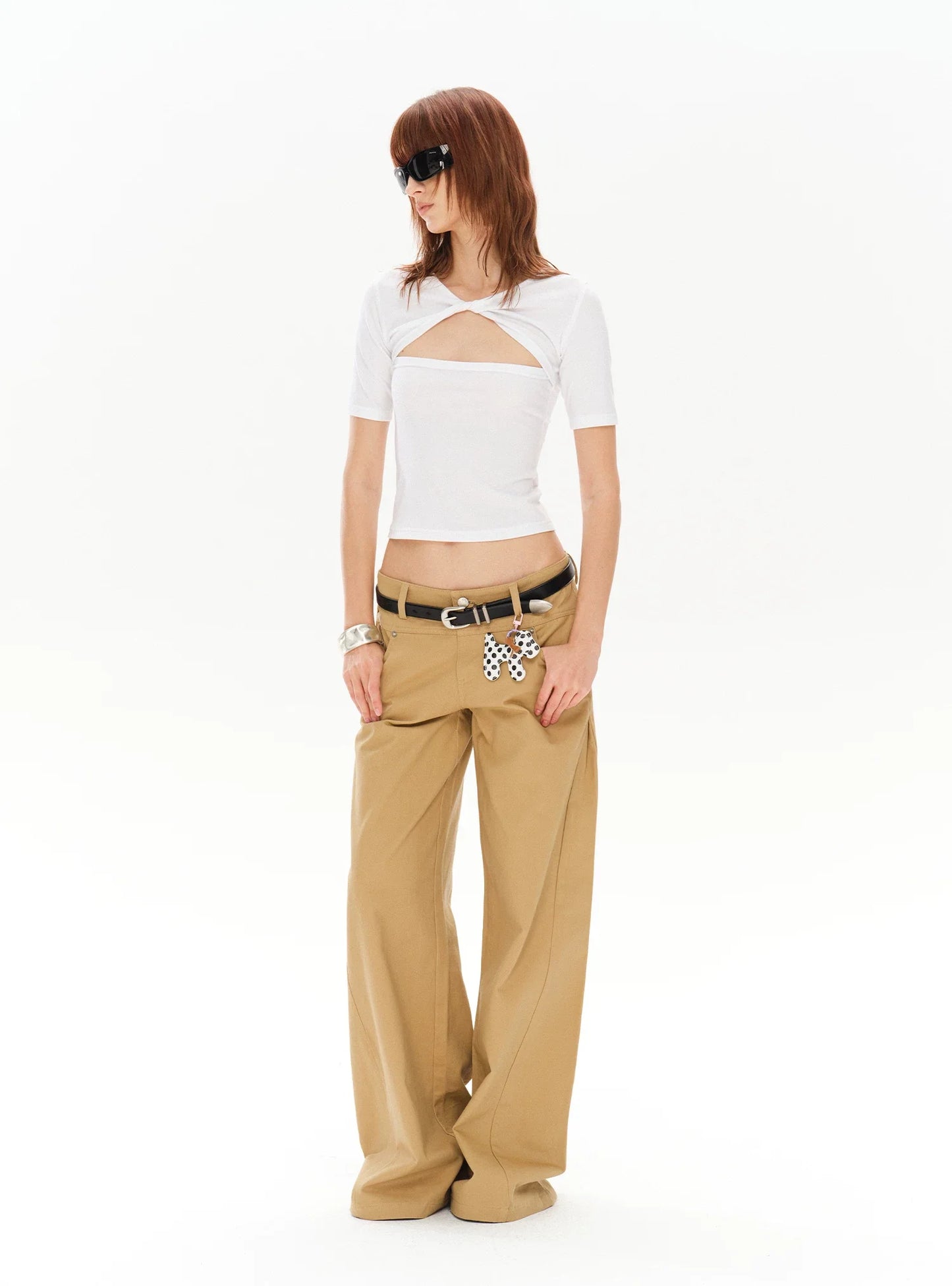 CASUAL WIDE-LEG TWILL PANTS