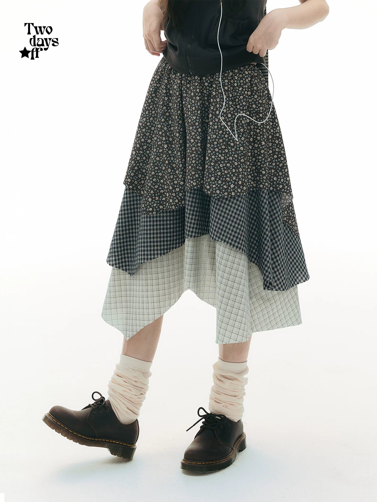 VINTAGE CHECKERED MIDI SKIRT
