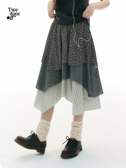 VINTAGE CHECKERED MIDI SKIRT