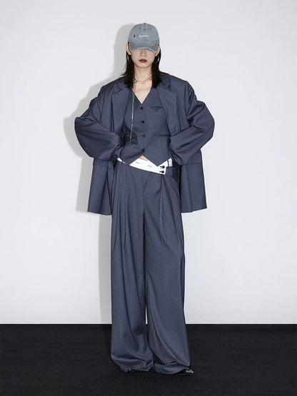 FLOWY PLEATED WIDE-LEG PANTS