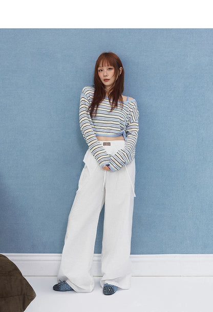 LACE-PANEL WIDE-LEG PANTS
