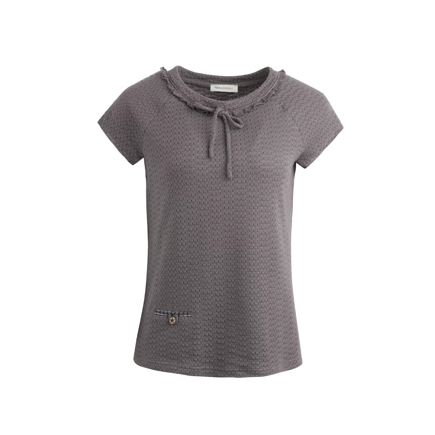 LACE TIE NECKLINE T-SHIRT