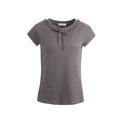 LACE TIE NECKLINE T-SHIRT