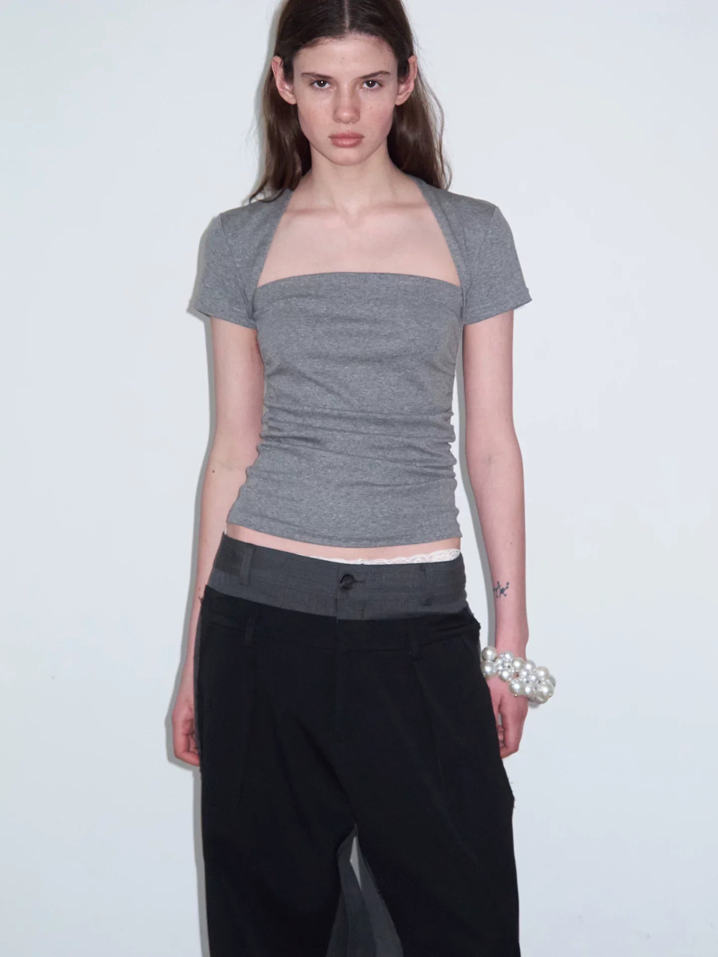 FAUX TWO-PIECE CROP TOP