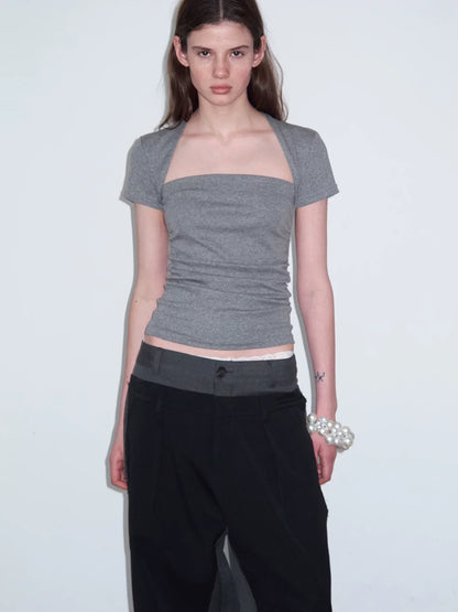 FAUX TWO-PIECE CROP TOP