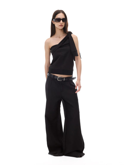 CASUAL WIDE-LEG TAPERED PANTS