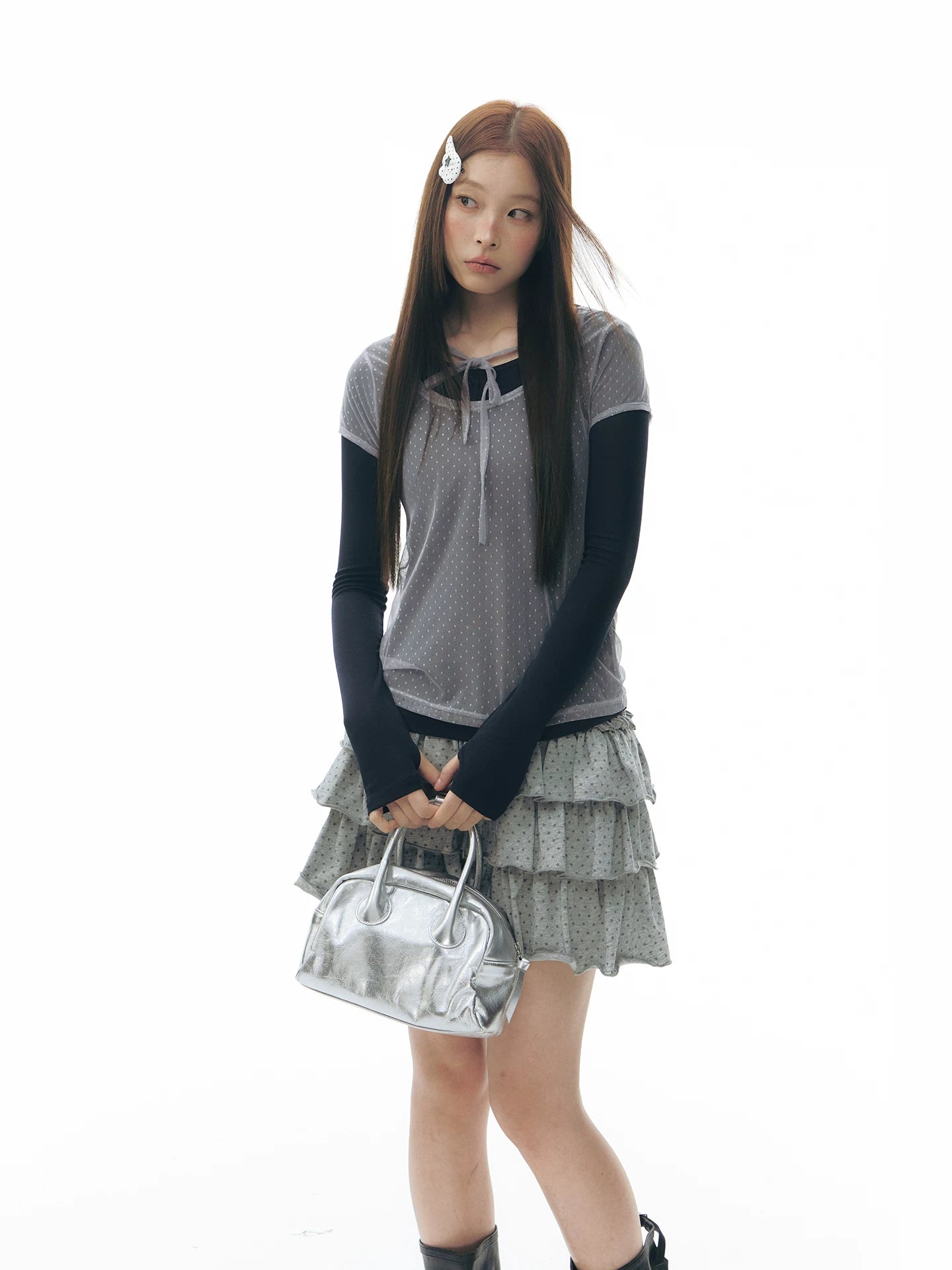 LAYERED POLKA DOT T-SHIRT SET