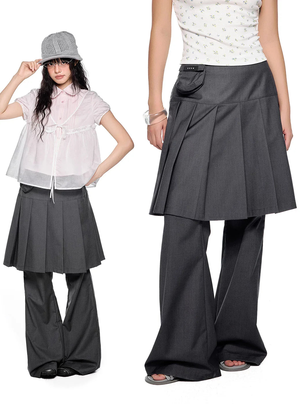 PLEATED FLARE TROUSERS