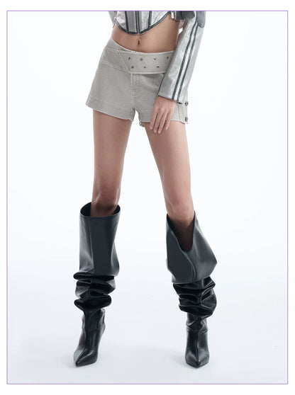 DIAGONAL STRAP LOW-RISE SHORTS