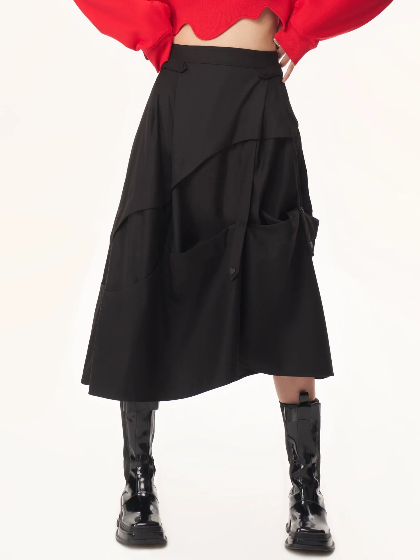 ASYMMETRICAL LAYERED A-LINE SKIRT