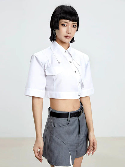CHIC GRAY PATCHWORK SHORTS