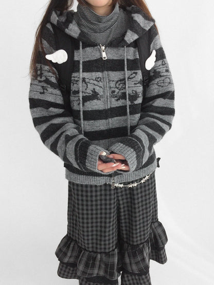 STRIPE POMPOM HOODIE