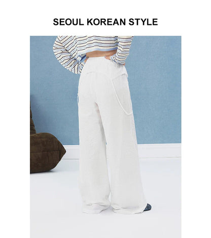 LACE-PANEL WIDE-LEG PANTS