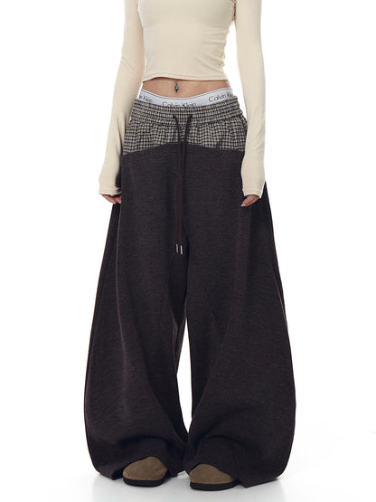 LAYERED WAIST WIDE PANTS