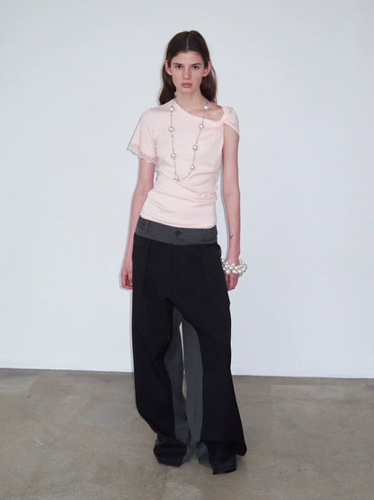 DECONSTRUCTED STRIPED CASUAL PANTS