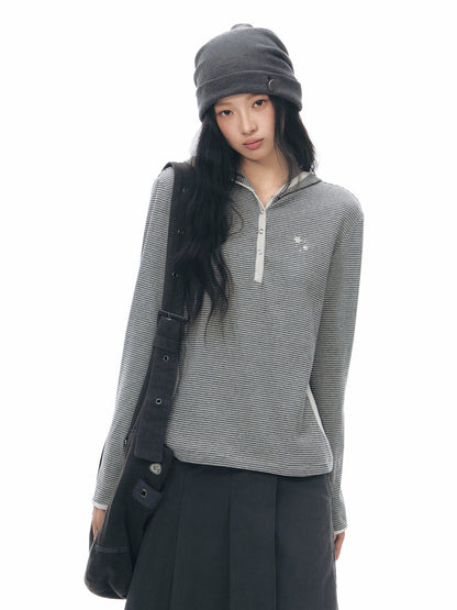 STRIPED HENLEY HOOD TOP