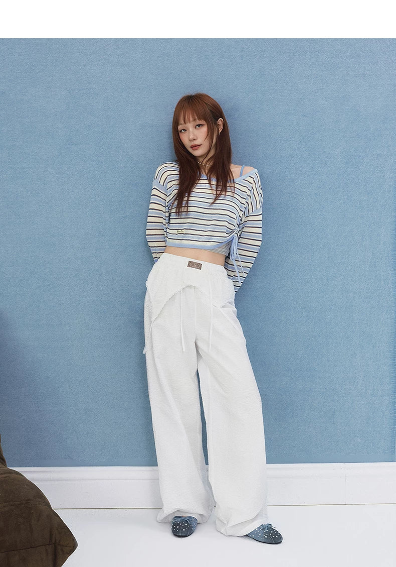 LACE-PANEL WIDE-LEG PANTS