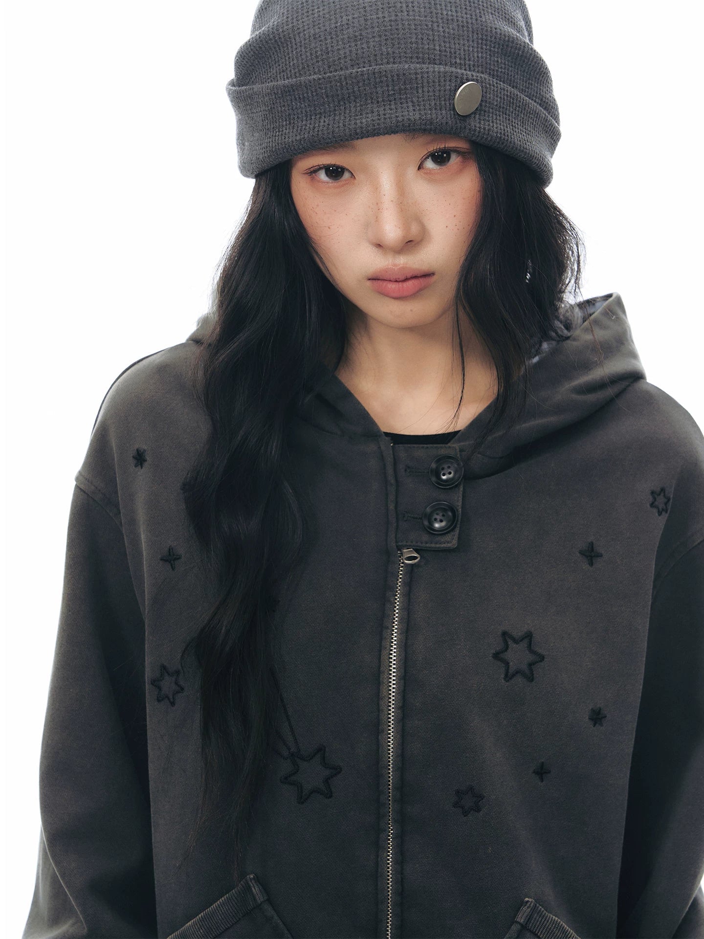 PLAID-TAB HOODED ZIP