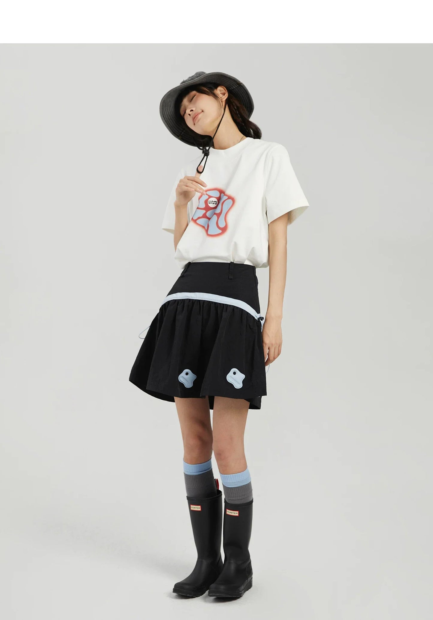 COLOR-BLOCK A-LINE MINI SKIRT