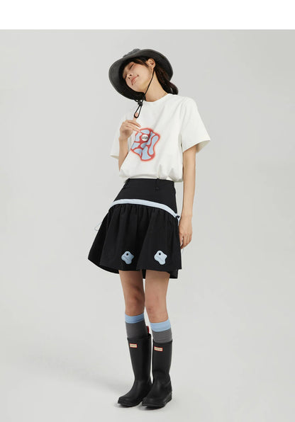 COLOR-BLOCK A-LINE MINI SKIRT