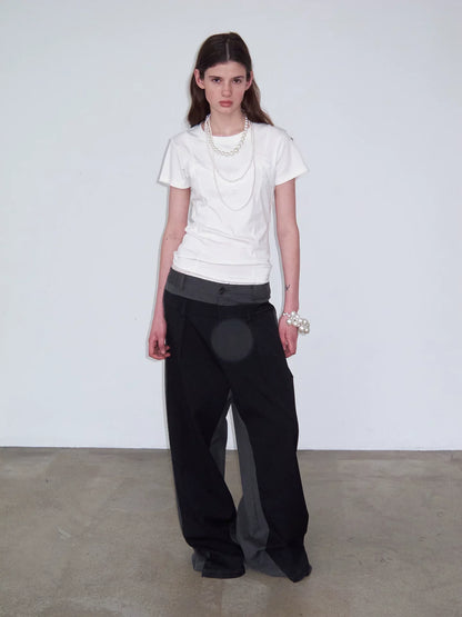 DECONSTRUCTED STRIPED CASUAL PANTS