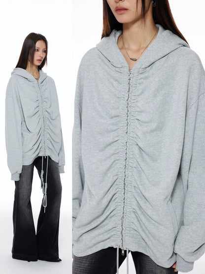 RUCHED ZIP HOODIE