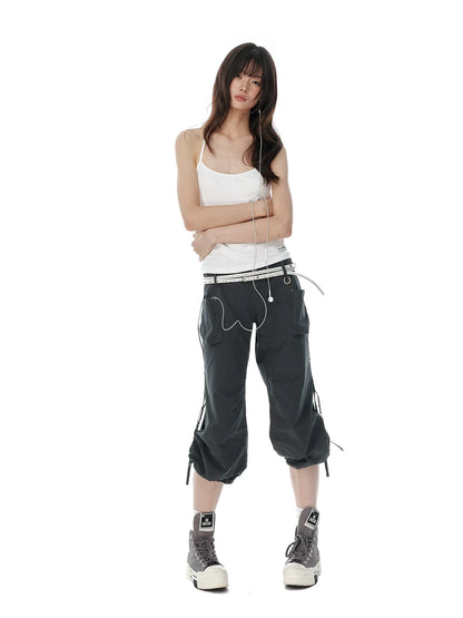 LIGHTWEIGHT DRAWSTRING WIDE-LEG PANTS