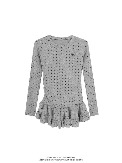 MICRO DOT PEPLUM TOP