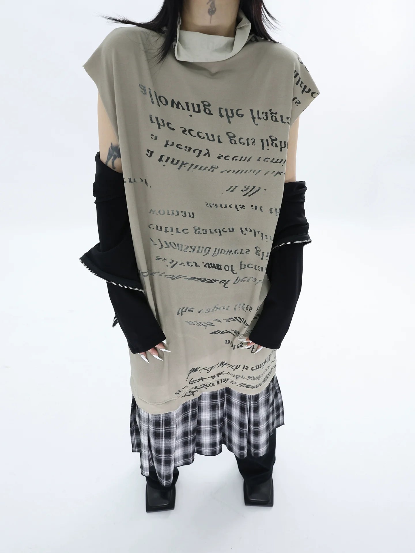 PLAID TURTLENECK TANK DRESS