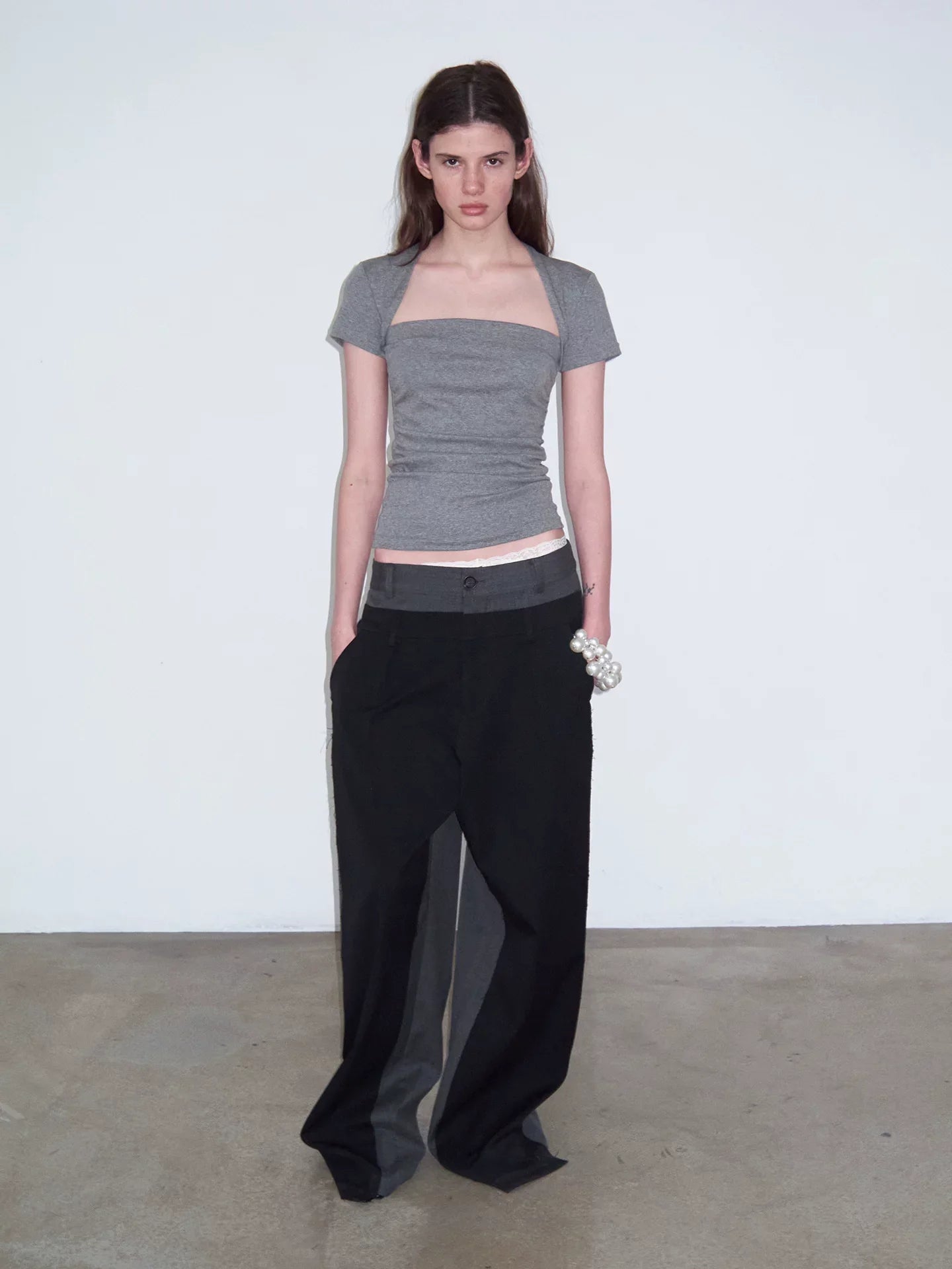 FAUX TWO-PIECE CROP TOP