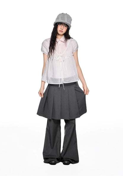 PLEATED FLARE TROUSERS