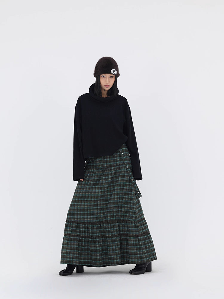 TIERED CHECK SKIRT