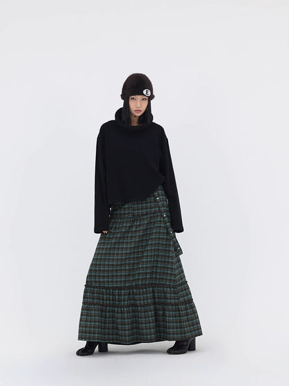 TIERED CHECK SKIRT