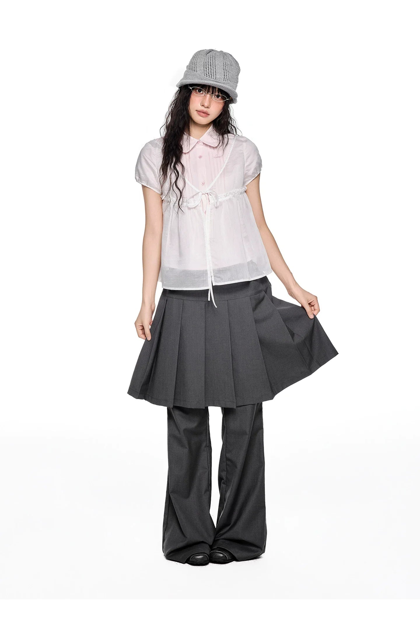 PLEATED FLARE PANTS SET