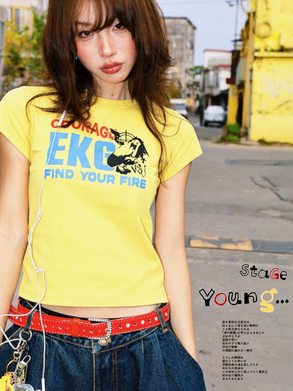 RETRO LETTER PRINT T-SHIRT