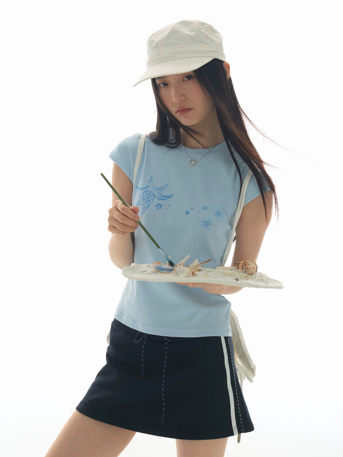 LIGHT BLUE CONCH SHELL T-SHIRT