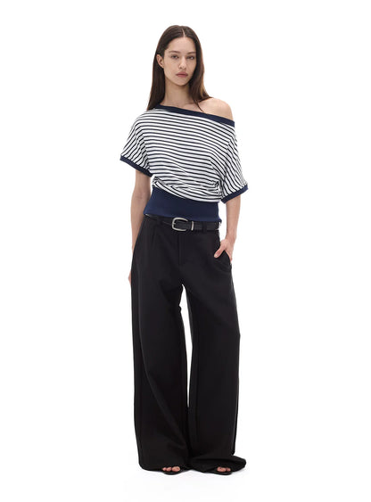 CASUAL WIDE-LEG TAPERED PANTS