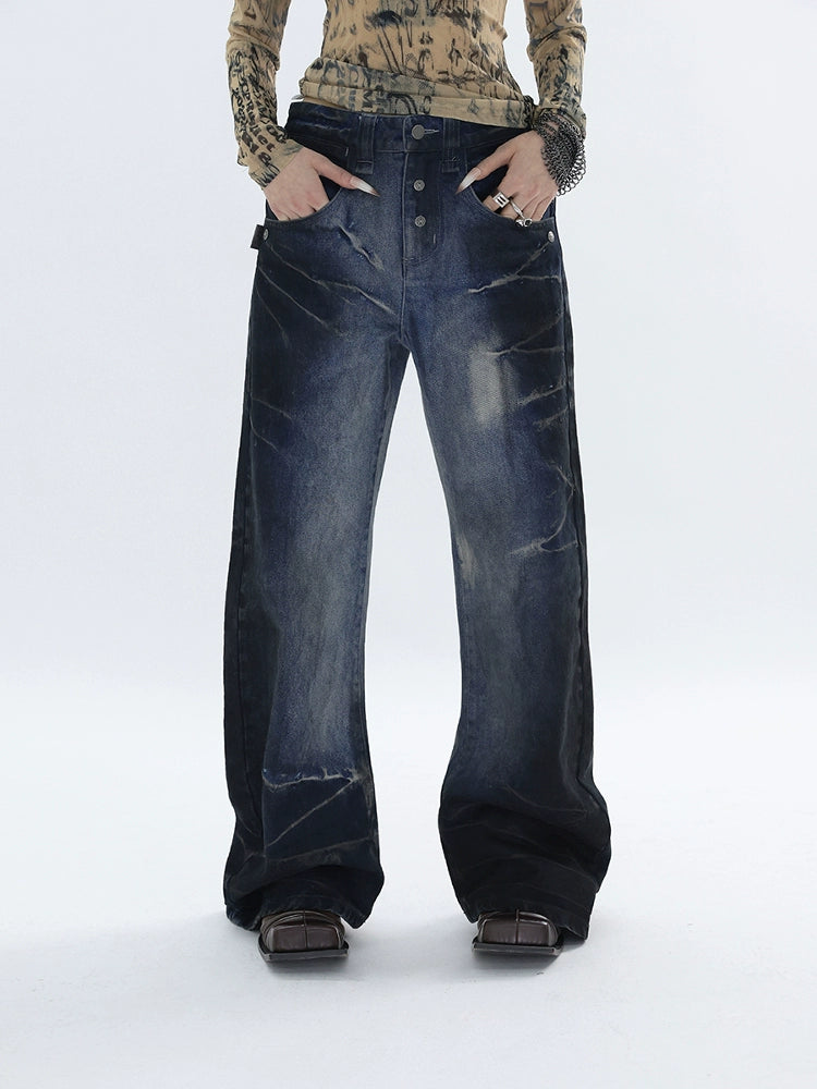 CRACKED WASH DENIM