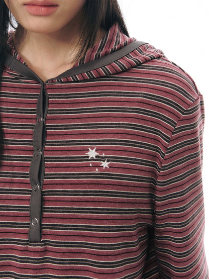 STRIPED HENLEY HOOD TOP