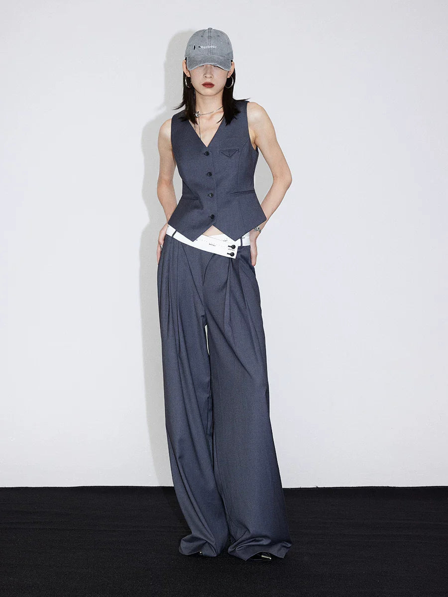 FLOWY PLEATED WIDE-LEG PANTS